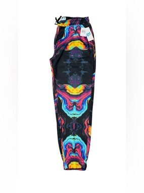 NWT fresh Black Sweatpants with Neon Multicolor Marble Print